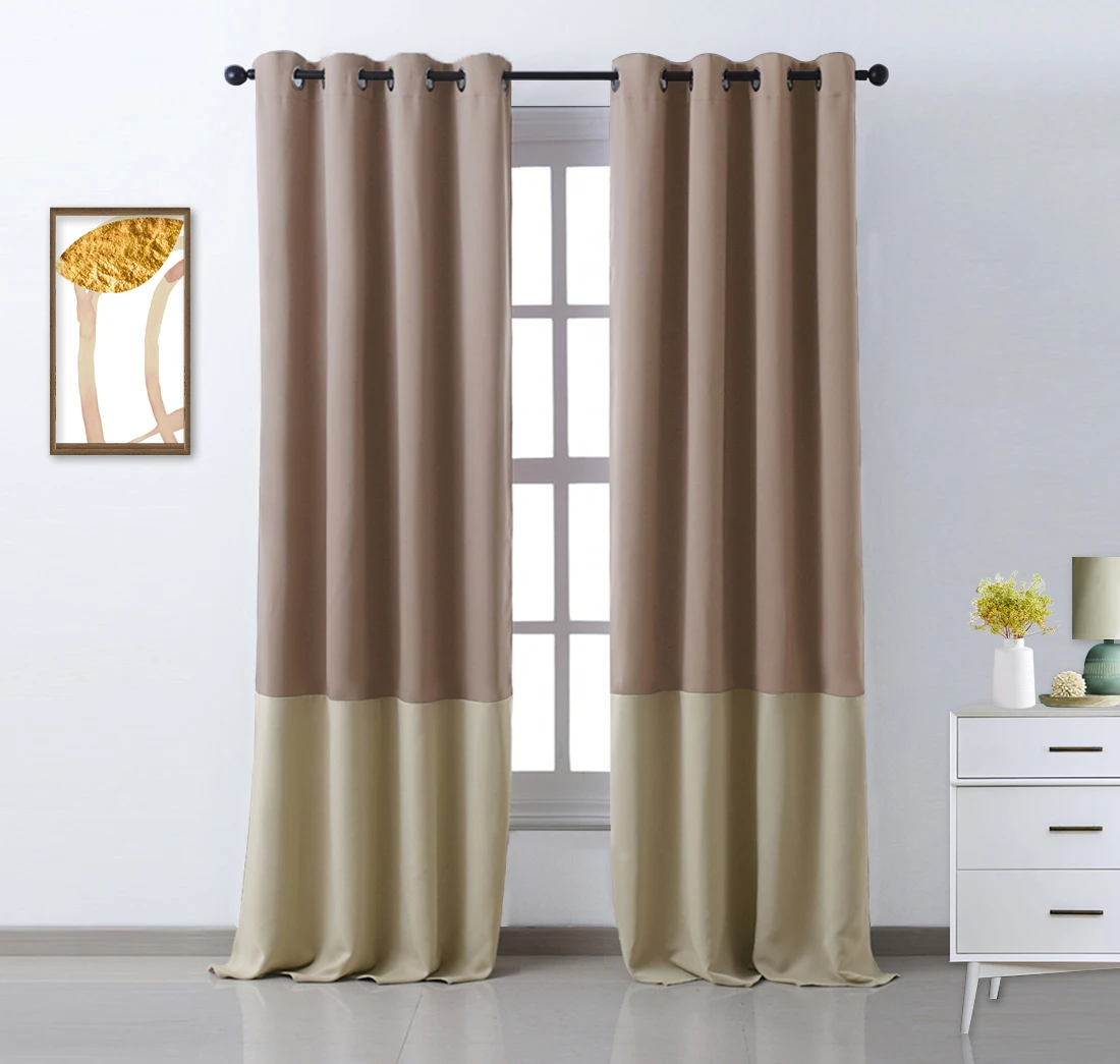 Khaki and Beige NICETOWN, 1 шт., 2 тона, новые цветные оконные шторы, оконное покрытие, модная термоизолированная уплотненная драпированная панель - Цвет: Khaki and Beige