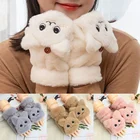 Женские зимние меховые варежки из кроличьего меха, перчатки без пальцев, плюшевые теплые перчатки, зимние Мягкие плотные перчатки для женщин и девушек, гибкие полупальцы