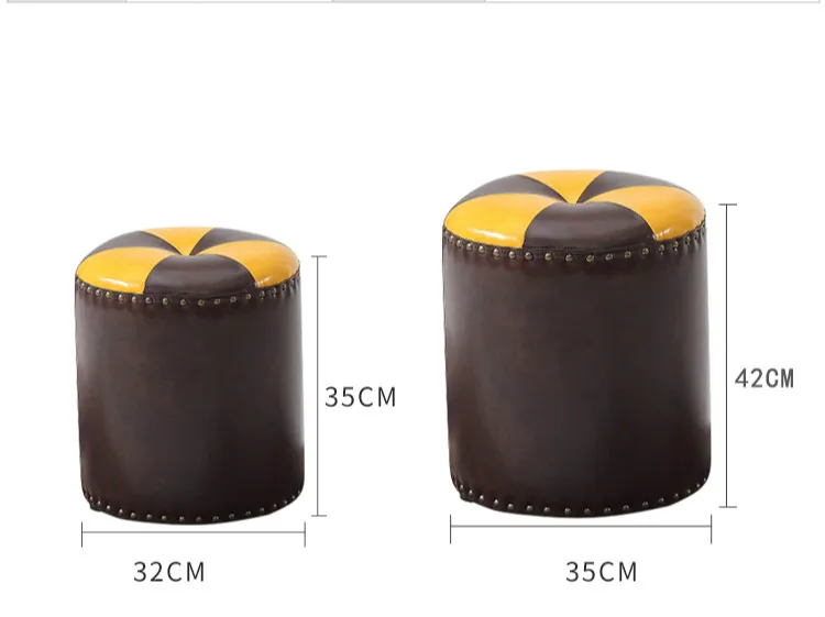 Роскошный кожаный диван круглый табурет американская гостиная примерочная