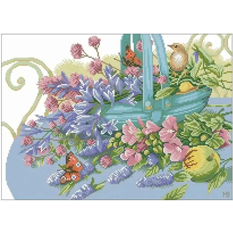 

Цветочная корзина с узорами в виде птиц, вышивка крестом 11CT 14CT 18CT, наборы для вышивки крестиком «сделай сам», наборы для вышивки, домашний де...