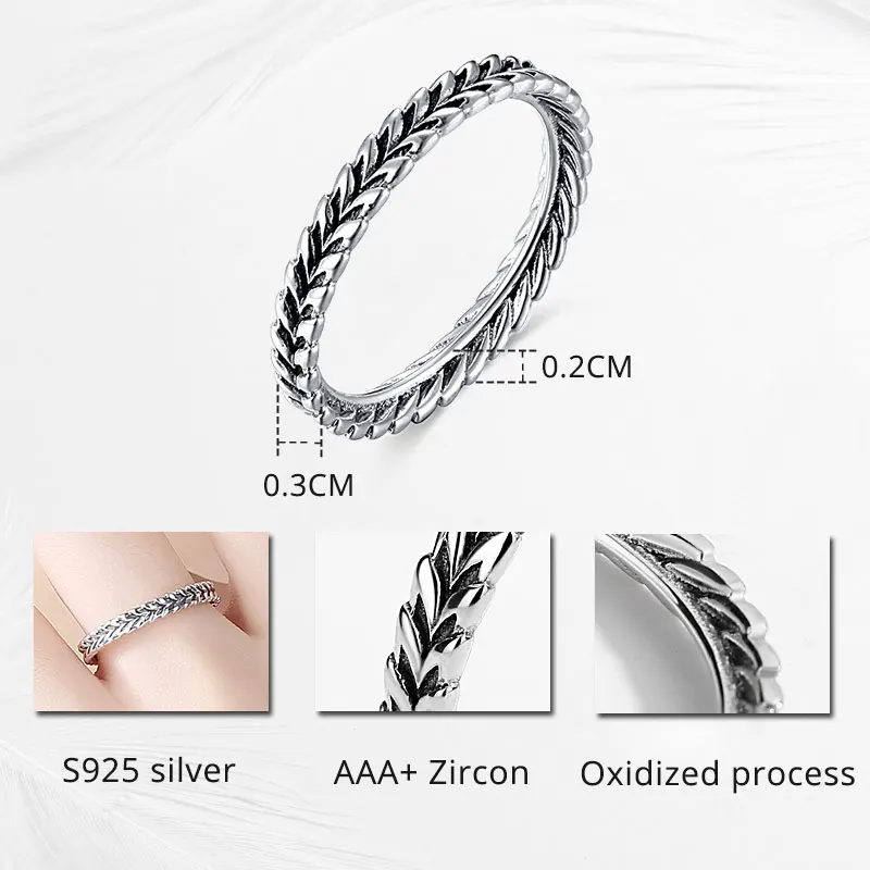 Женское кольцо KALETINE листья пшеницы из стерлингового серебра 925 пробы с античными