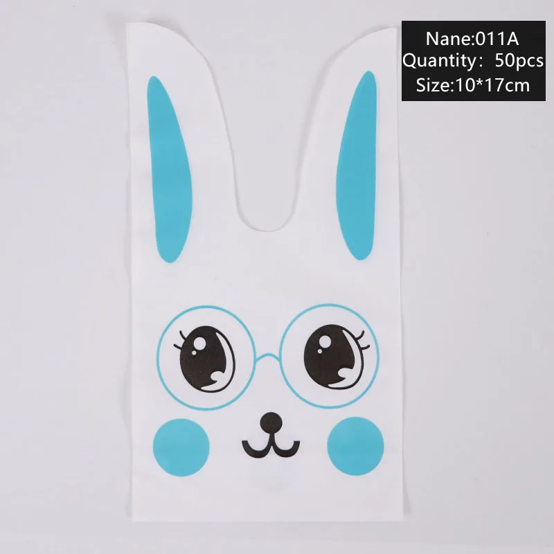 AQ 2022 10*17cm Cartoon Blue Dimple Glasses Big Eyes Bunny Face Cute Nougat Rabbit Ear Bag Homemade Candy Cookies Packaging Bags