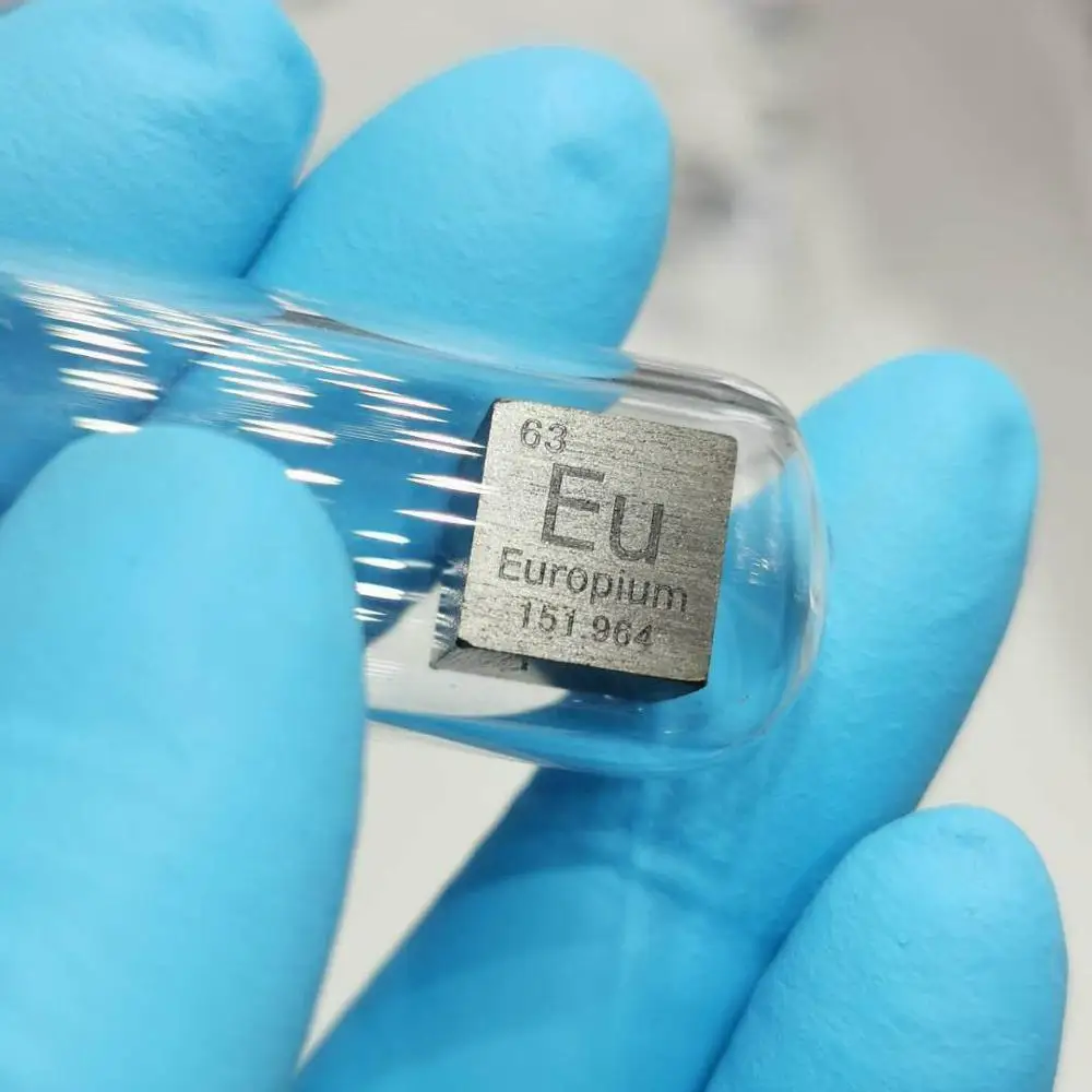 

High Purity 99.95% Europium Rare Earth Metal Eu 5.24g Carved Element Periodic Table 10mm Cube
