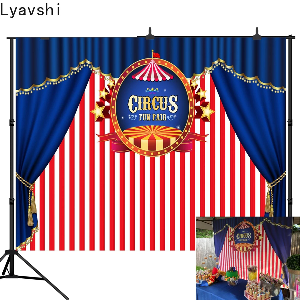 

Lyavshi Виниловый фон фотографии цирк палатка для празднования дня рождения звезды вечерние красный синий фон для фотографирования фотобудки