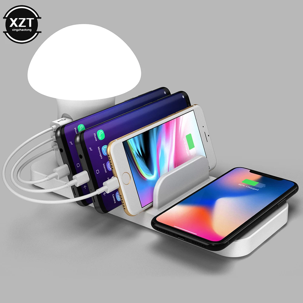 Фото Беспроводное зарядное устройство USB Qi для Iphone X XR 8 11 Pro Max, док-станция для быстрой зарядки 3,0, зарядное устройство для Samsung S10, Huawei, 30 Вт №1