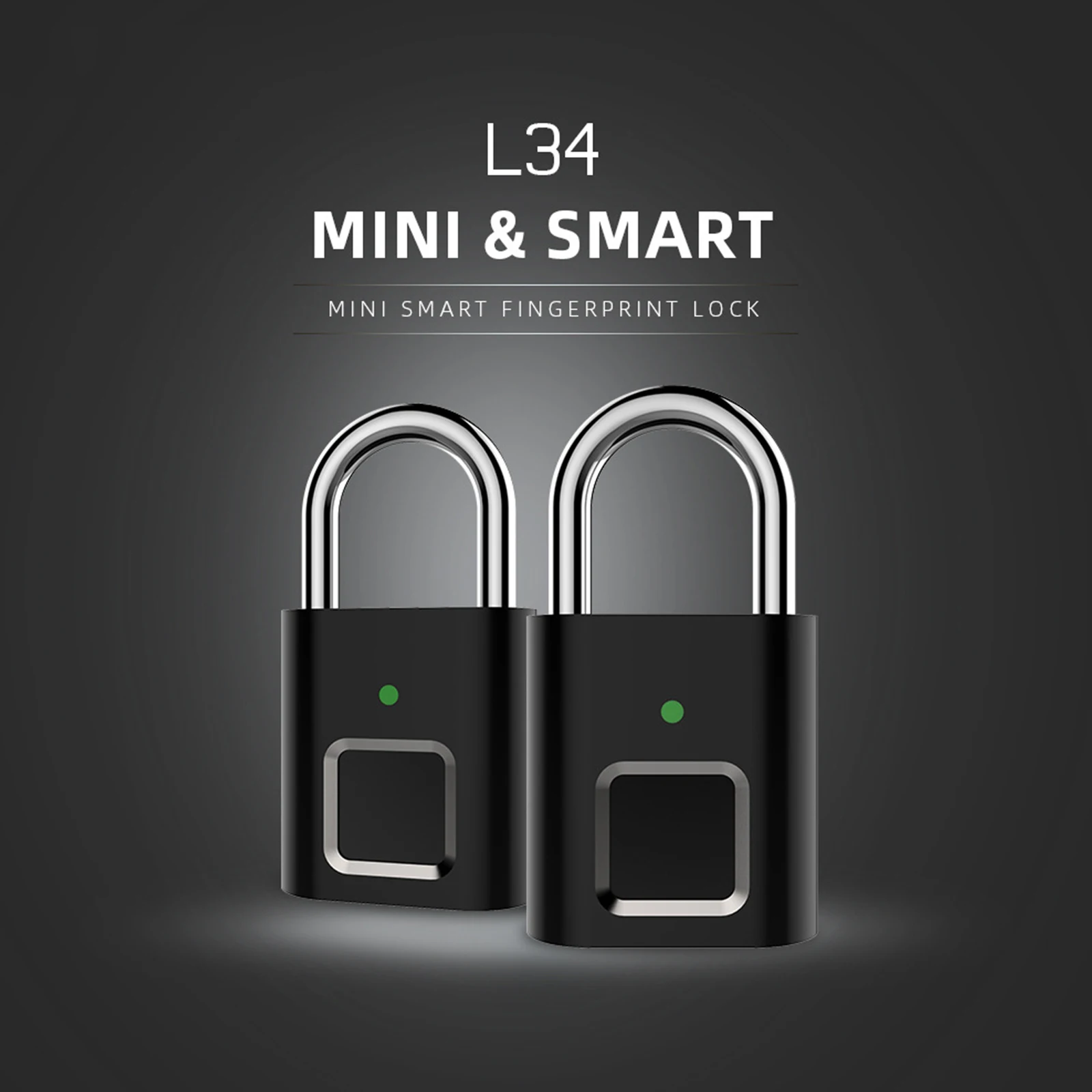 

L13/34 Waterproof USB Charging Fingerprint Lock Smart Padlock Keyless Quick Unlock Smart Biometric Fingerprint Door Padlocks