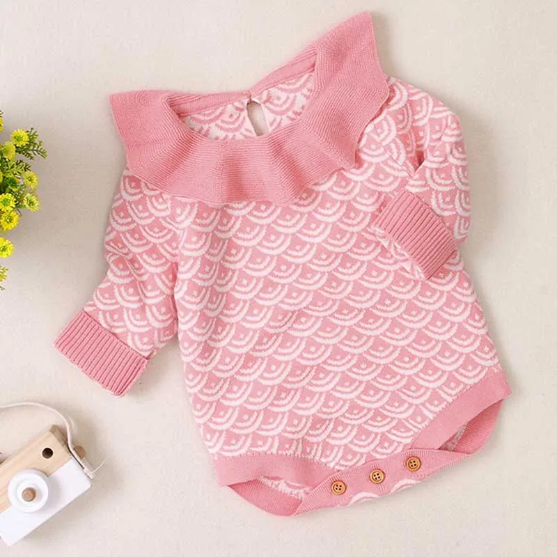 Вязаный свитер принцессы для новорожденных девочек 0-24 месяцев боди мягкие топы