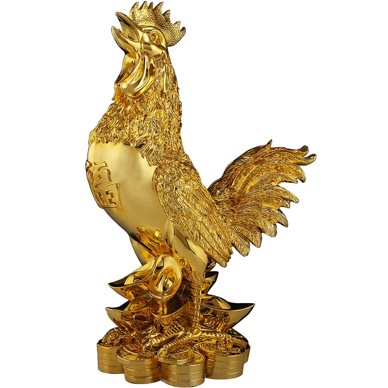 

Lucky Chicken Decorations Characters Gold-plated Zodiac Crafts Feng Shui Ingot Rooster Golden To Help Home Decor