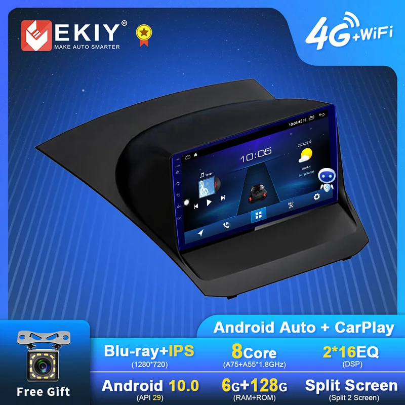 EKIY Android Автомагнитола для Ford Fiesta 2009 - 2017 GPS-навигация 1280*720 DSP Carplay мультимедийный
