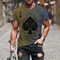 mans gothic punk style poker printed casual t shirt men round neck short sleeved daily all match top spring summer retro shirts
