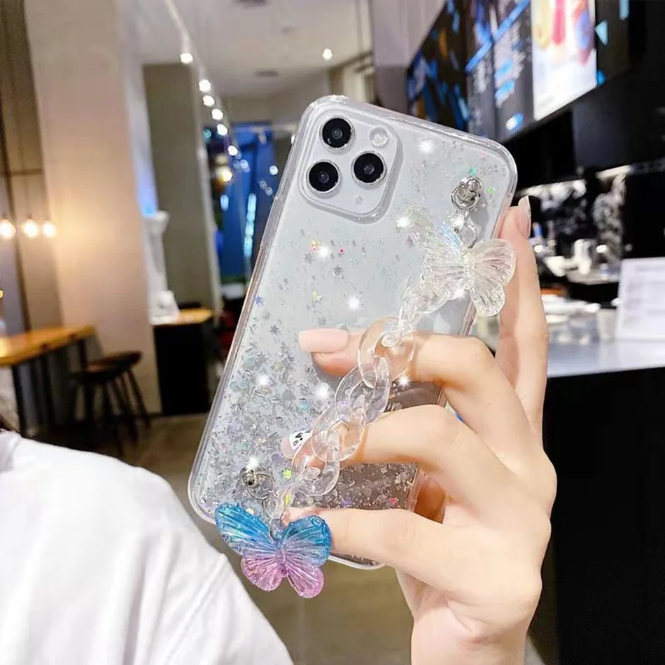 glitter case for huawei nova 7 8 6 se 5t 3 3i 3e 4 4i 4e 2 2i y7a y6p y9s y6s y6 y9 luxury sequin crystal butterfly chain case free global shipping