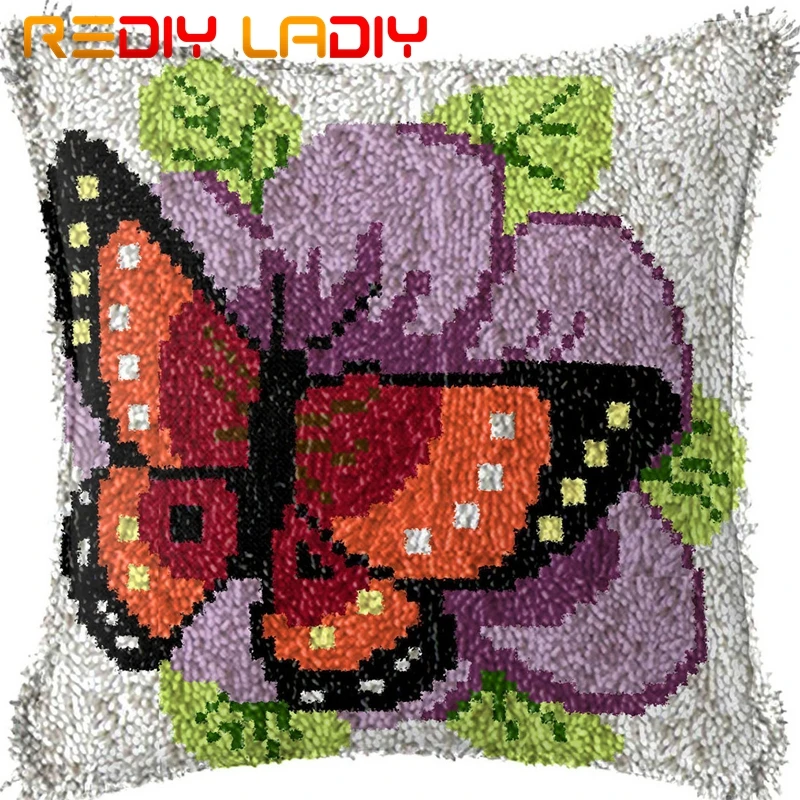 Крюк с защелкой подушки рисунком цветов и бабочек напечатаным холстом передней