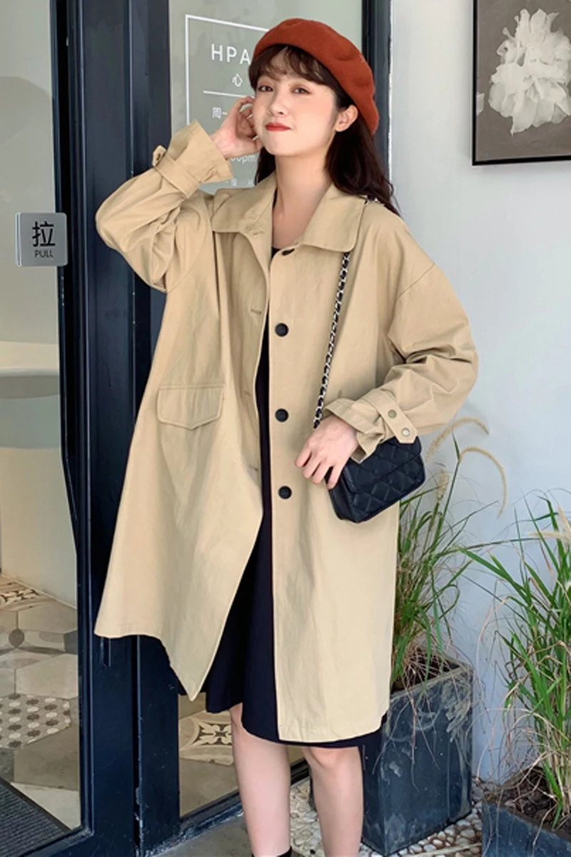 

Autumn 2020 New Popular Korean Women's Lapel Casual Windbreaker Coat Middle Long Small Coat Fashion