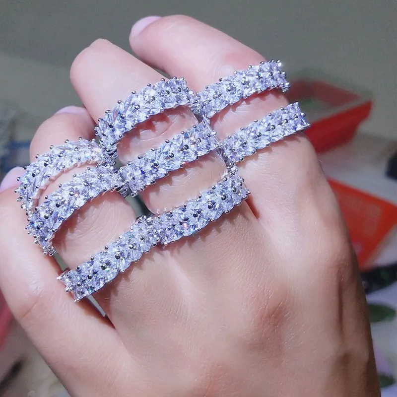 Модные обручальные кольца из стерлингового серебра 925 пробы с имитацией