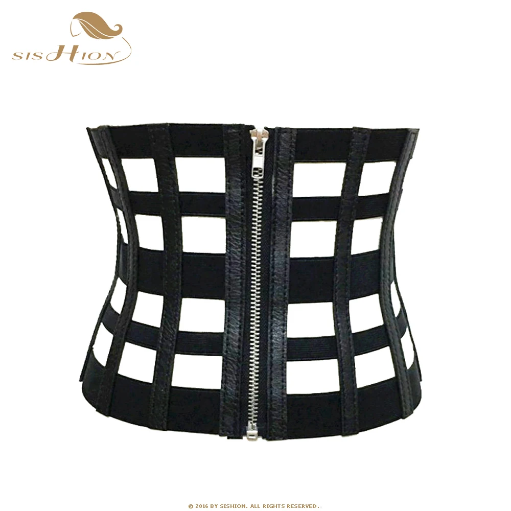 Female Wide Belt For Dress Ladies Slim Hollow Black Elastic Band Zipper Body Shaper Strap PU Leather Corset Belt Women VD2302