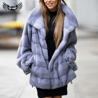 luxury genuine mink fur jacket with big lapel collar for women 2022 fashion full pelt real mink fur coats natural high quality