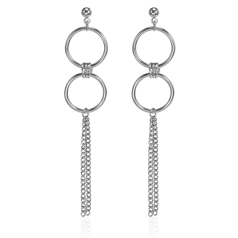 2019 корейские массивные Серьги кисточки на цепочке геометрические длинные серьги