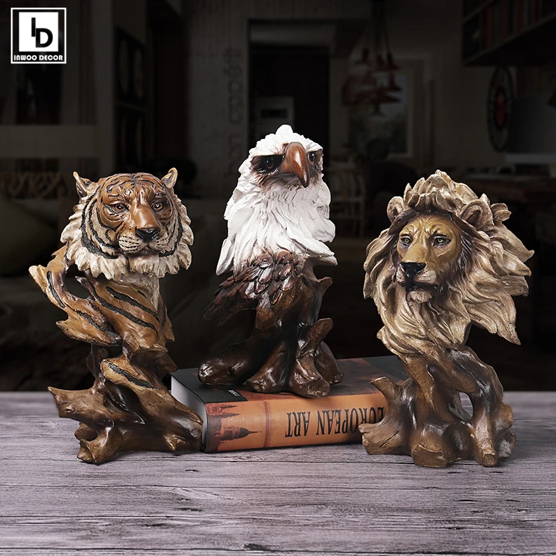 

Resin Africa Lion Horse Wolf Hawk Eagle Sculpture Statue 2022 Tiger Animal Figurines Living Room Study Home Decor Decoration