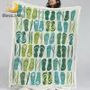 BlessLiving Flip Flops Blankets For Beds Summer Throw Blanket Green Blue Sherpa Fleece Blanket Cartoon Stylish Custom Blanket 1