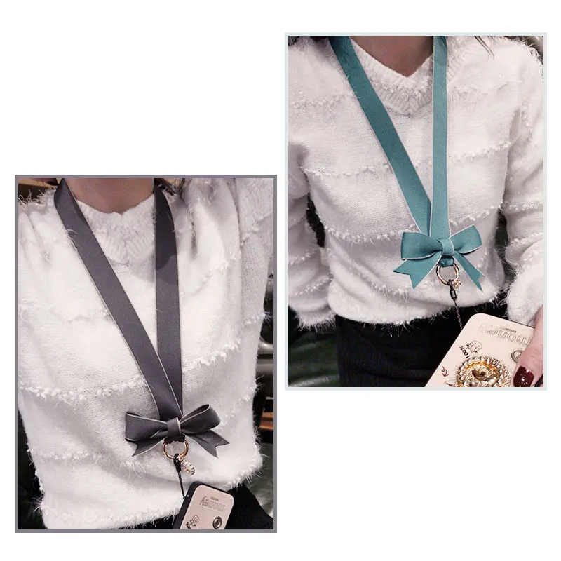 

Bowknot Heart Ring Drop Phone Lanyard Strap For iphone huawei redmi samsung xiaomi Mobile Phone ID Card Long Hanging Rope String