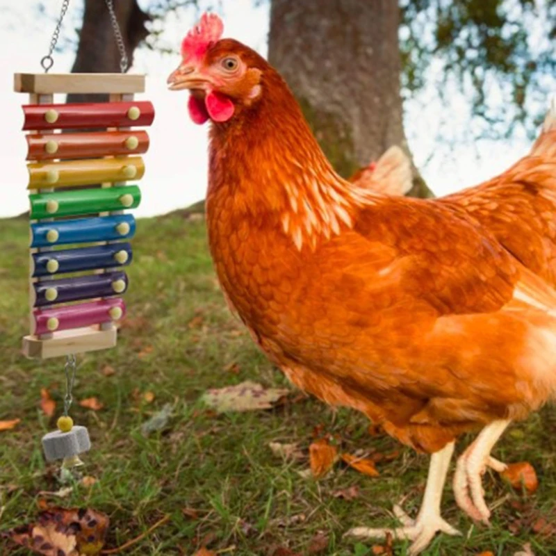 

2 Pcs Chicken Toys Suspensible Xylophone with 8 Metal Keys Swing Stand Perch Toys for Poultry Run Rooster Hens Chicks