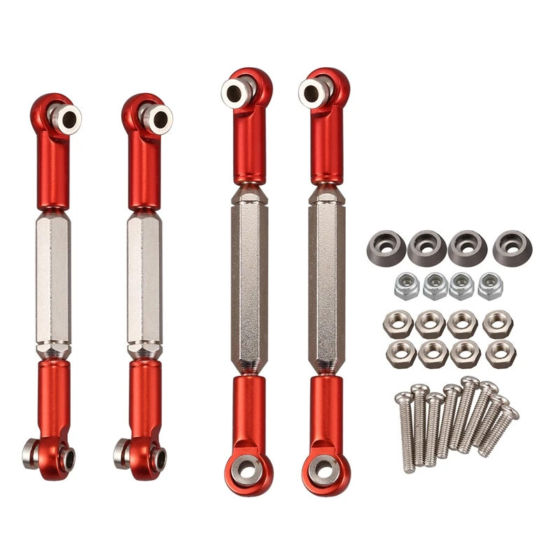 

4Pcs Adjustable Front and Rear Hexagonal Tie Rod Parts for C14 C24 Half Truck Model Car