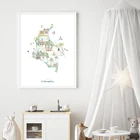 Колумбия иллюстрированная карта животных, мультяшный плакат, Картина на холсте для детской, настенные художественные принты, достопримечательности, путешествия, рисование, декор детской комнаты