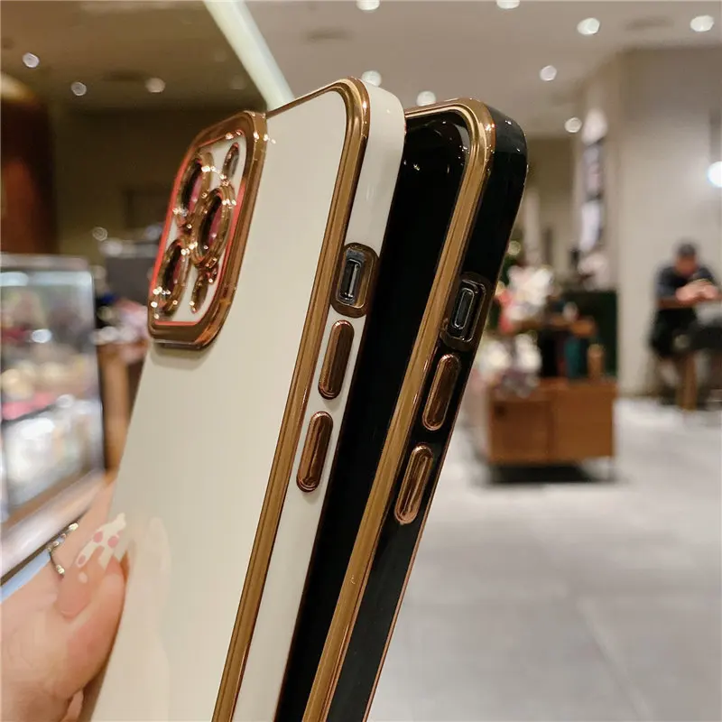 Роскошный квадратный позолоченный чехол для телефона iPhone 13 12 11 14Pro Max XS XR X 14 Plus 13Pro