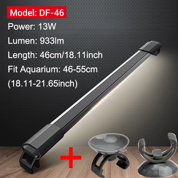 Nicrew JIYIN аквариумные лампы SMD 220 В/50-60 Гц аквариумные светодиодный Светодиодный лампы для аквариума 1,1 см водостойкие дайвинг огни - Цвет: DF46 and suction cup