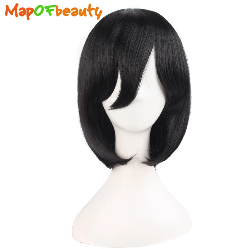 MapofBeauty 14 ''Короткий прямой парик с челкой черный Парики для женщин
