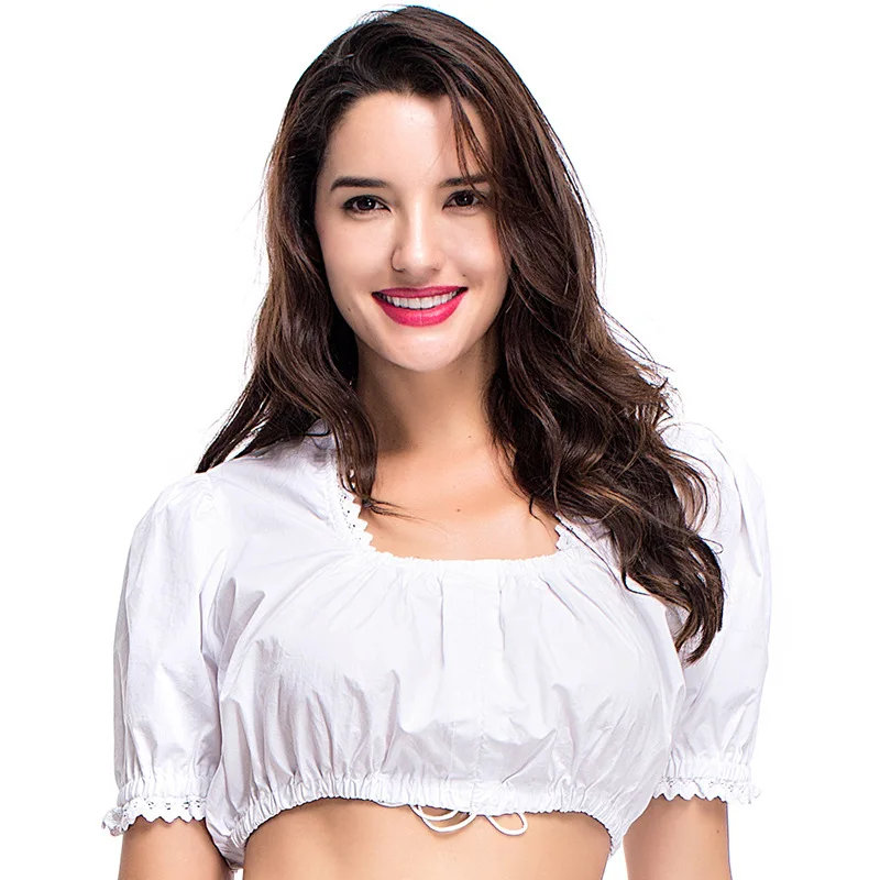 Традиционная Женская блузка дирндл Октоберфест для взрослых белый кроп топ