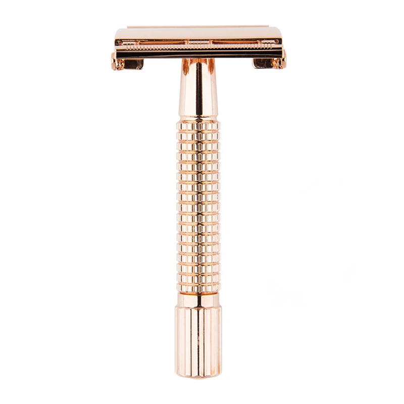 Мужская классическая ручная бритва с короткой ручкой двухсторонняя из розового