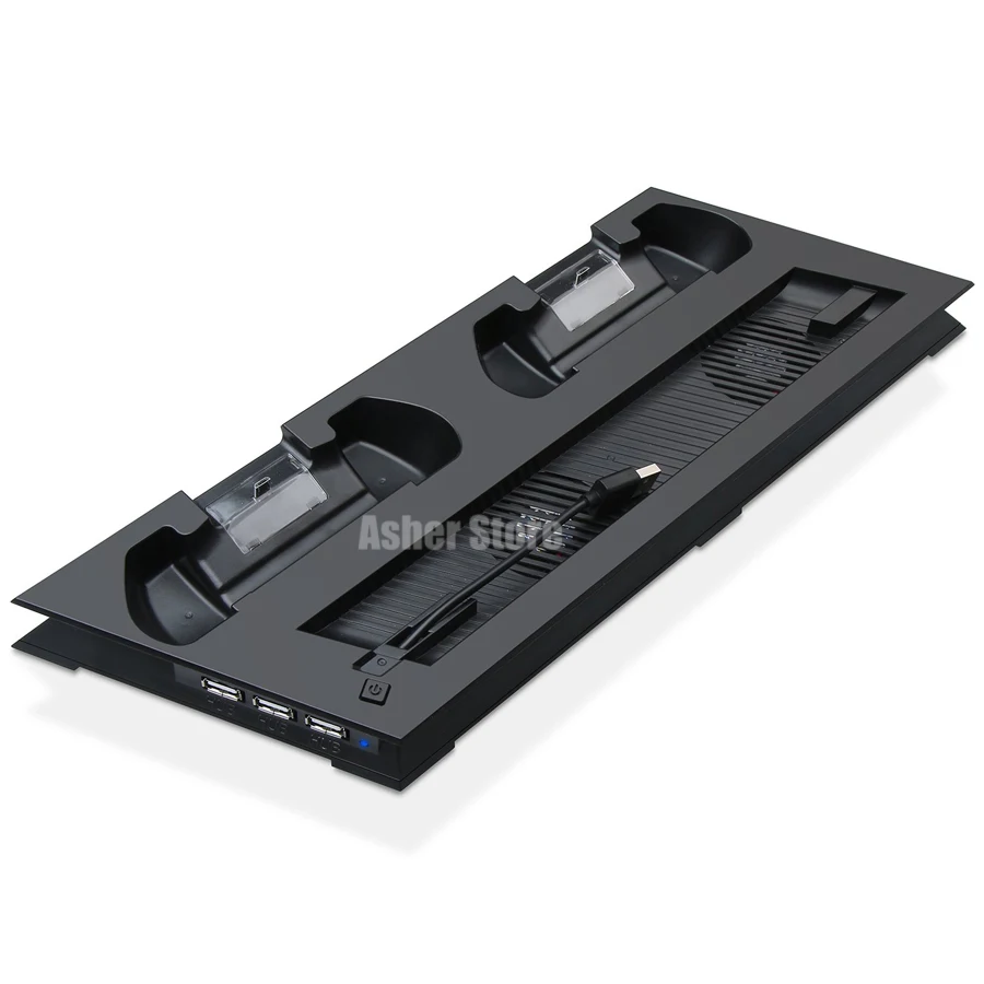 Подставка для консоли PS4 Slim с кулером вентилятором и двойным контроллером