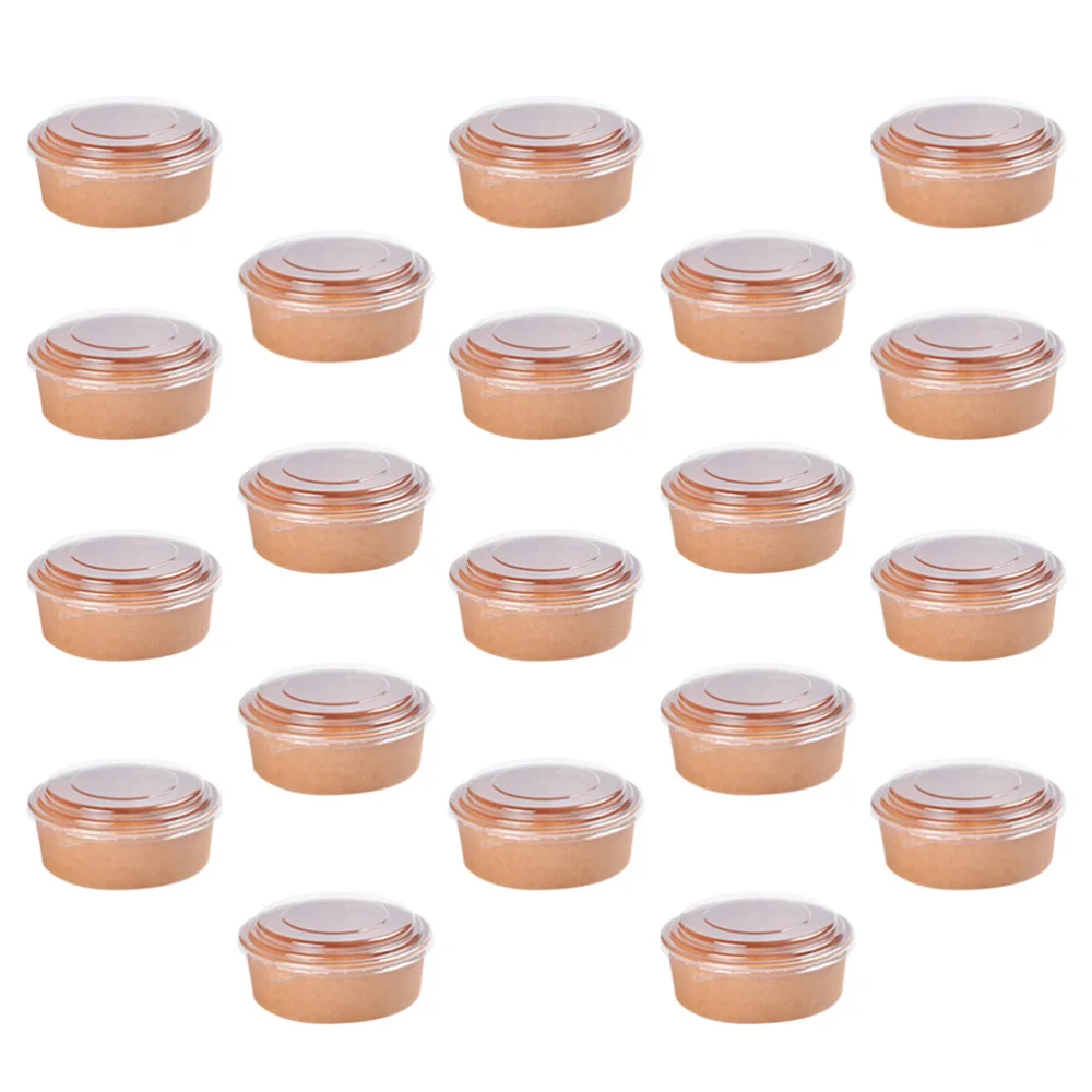 Миски одноразовые из крафт бумаги с крышкой 20 шт.|Одноразовые пищевые контейнеры|