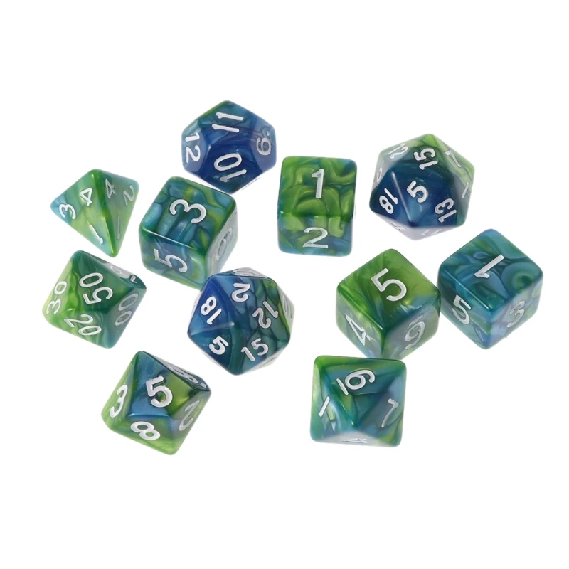 11 шт. D4 D6 D8 D10 D12 D20 двусторонние кубики для ролевых игр набор DND A0KA | Спорт и