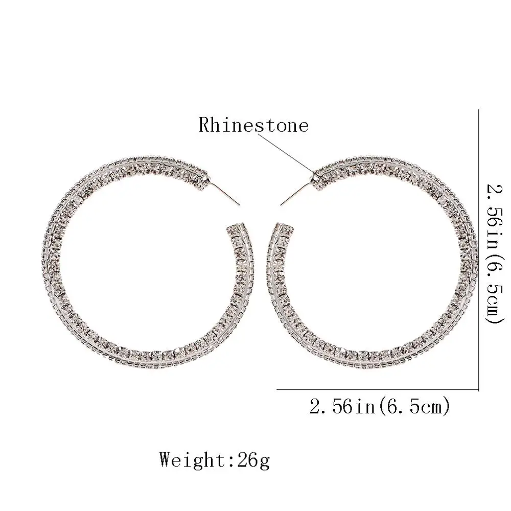 

Luxury Shiny Crystal Hoop Earrings For Women Rhinestones Statement Big Earrings Brincos Wedding Party Jewelry UKMOC