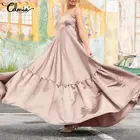 Женский атласный сарафан на бретельках, Элегантное повседневное длинное платье макси с оборками без рукавов и бантом, лето 2021