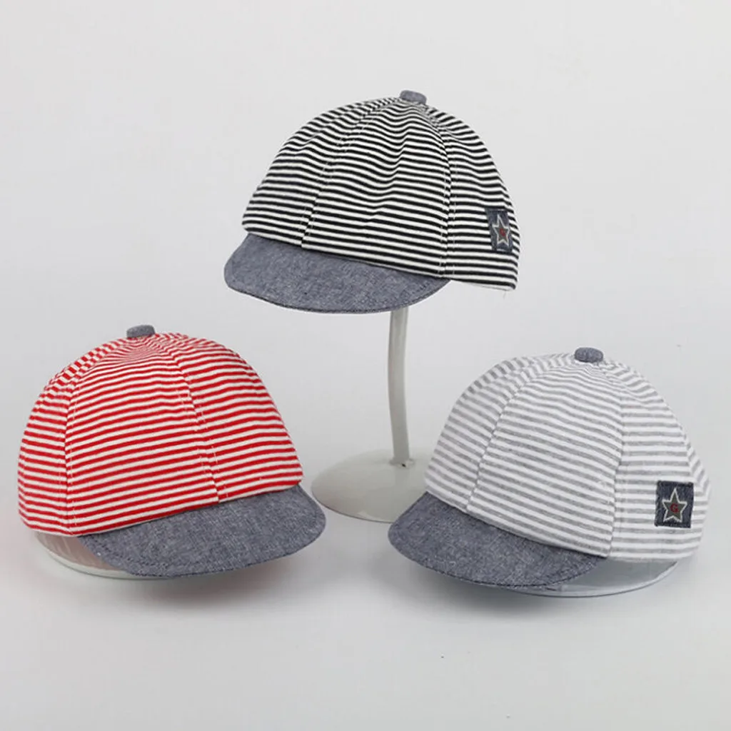 Kawaii Baby Baseball Caps Infant Boy Girl Stripe Beret Luxury Summer Newborn Hats Sun Bonnet Bebes Muts | Детская одежда и обувь