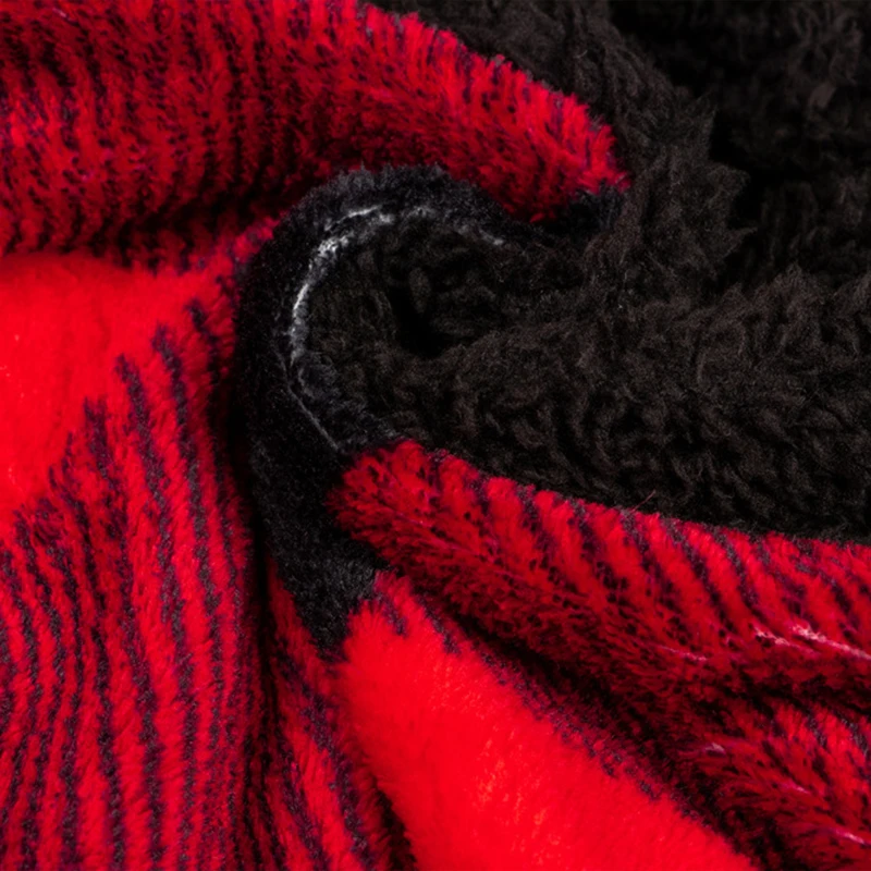 

Teddy Cashmere Plaid Fleece Jacket Women Autumn Winter Short Plush Coat Front Pocket Warm Pullover Jacket For Women 2020 New