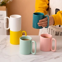 ceramics colorful mug ins solid color coffee cup large capacity breakfast milk cup home office drinks drinking glass couple cups