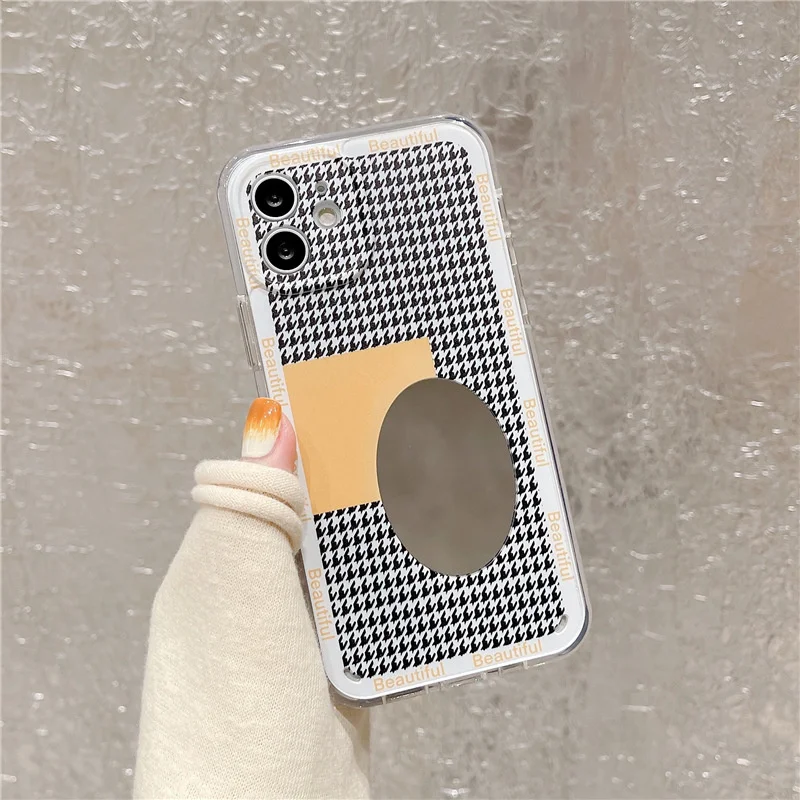 

Black qianniao lattice geometric mirror XR for iphone 13 pro mobile phone case xsmax for iphone11 / 12 soft 8plus