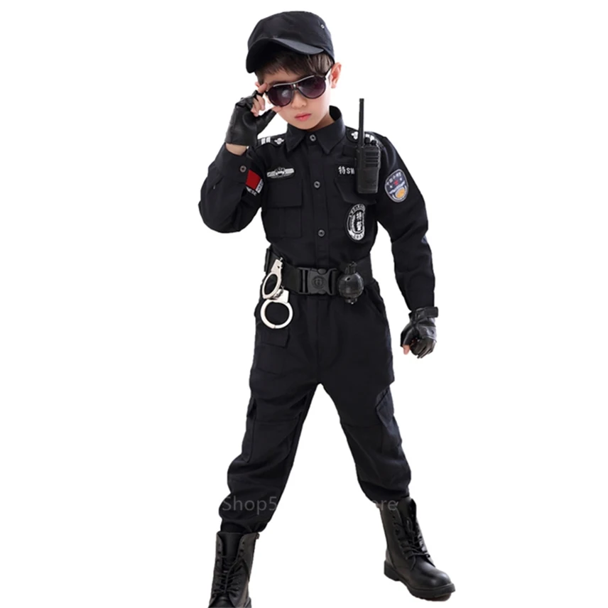 Детская полицейская Униформа ФБР костюм для косплея 110-160 см полицейский с