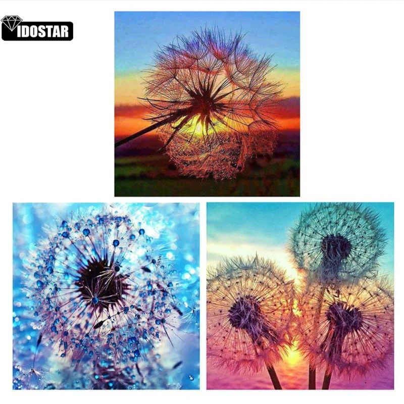 Алмазная живопись IOOSTAR Одуванчик полное квадратное/Круглое украшение для стен