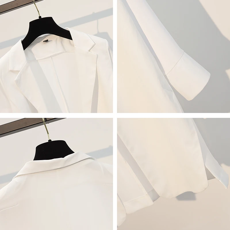 

SuperAen 2021 Summer New Plus Size Suit Chiffon Thin Coat Slim Solid Office Lady Drooping Sun Protection Womens Blazers