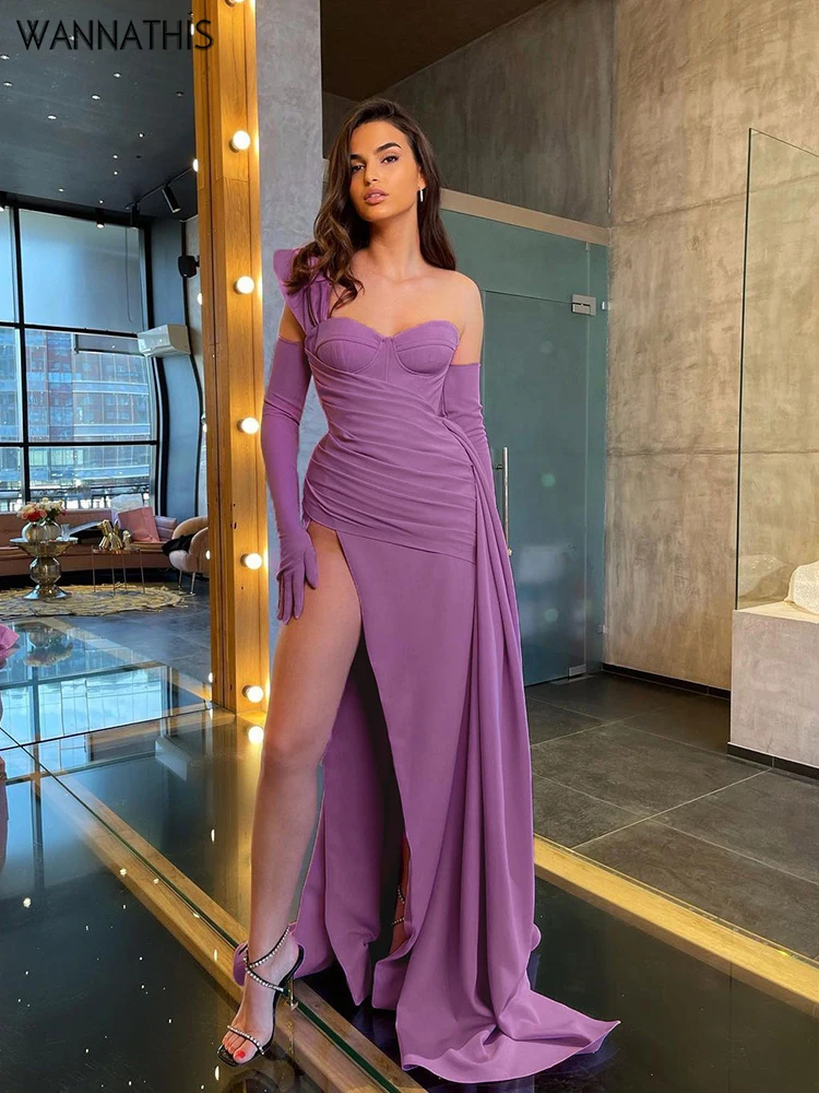 Женское вечернее платье на одно плечо WannaThis элегантное рождественское в стиле