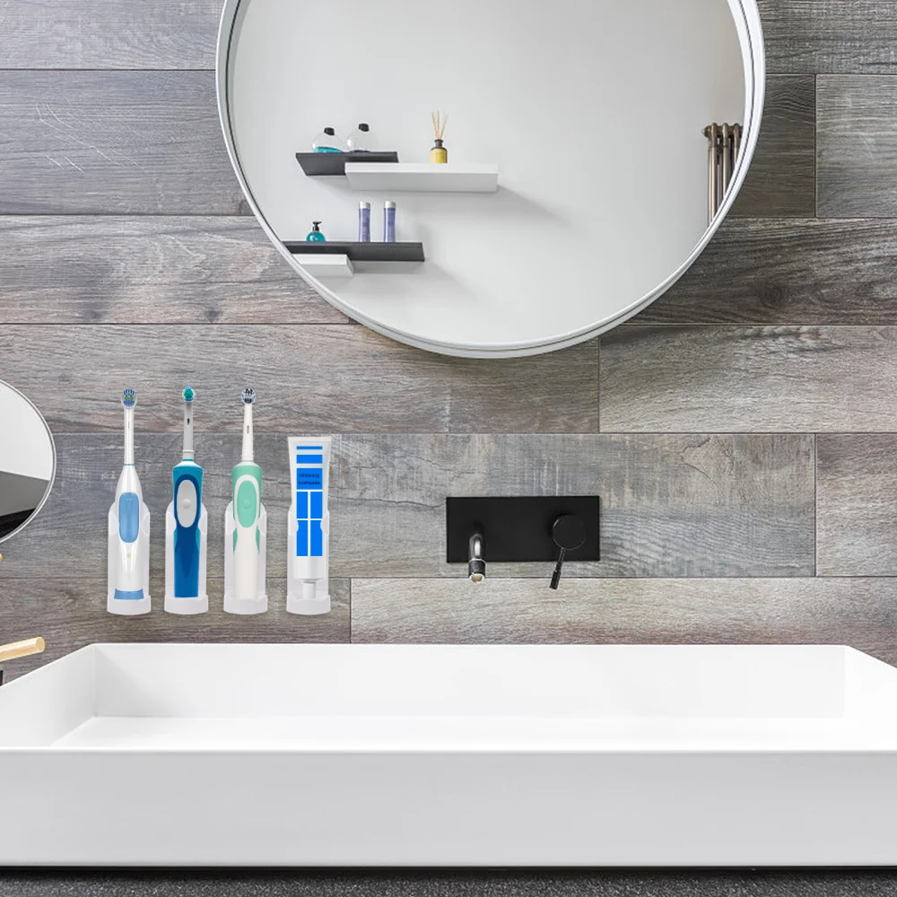 

4pcs Punch Free Storage Rack Wall Mount Electric Toothbrush Holder Storage Rack