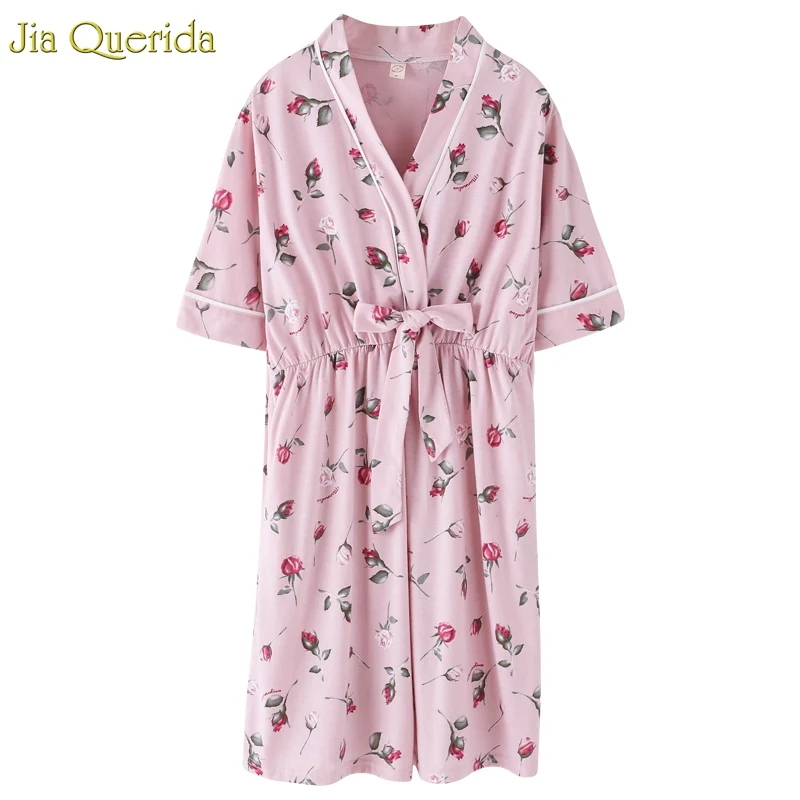 Женское нижнее белье ночная рубашка с розовым принтом роз хлопковое японское