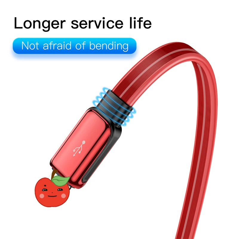 Плоский светящийся USB кабель Baseus со светодиодной подсветкой для iPhone 11 Pro XS Max XR X 8 7 6