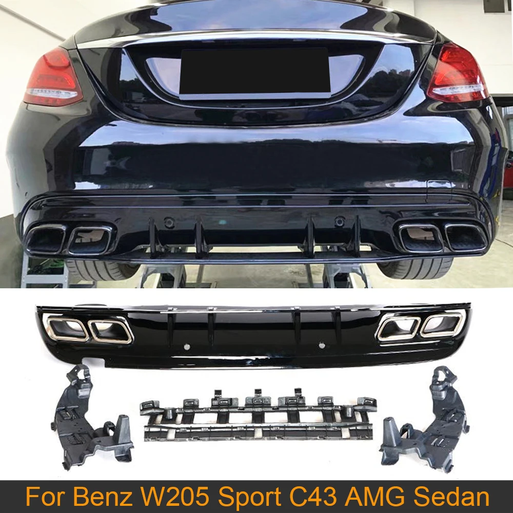 Автомобильный диффузор для заднего бампера губа Mercedes Benz C Class W205 Sport C200 C300 C400 C43 AMG