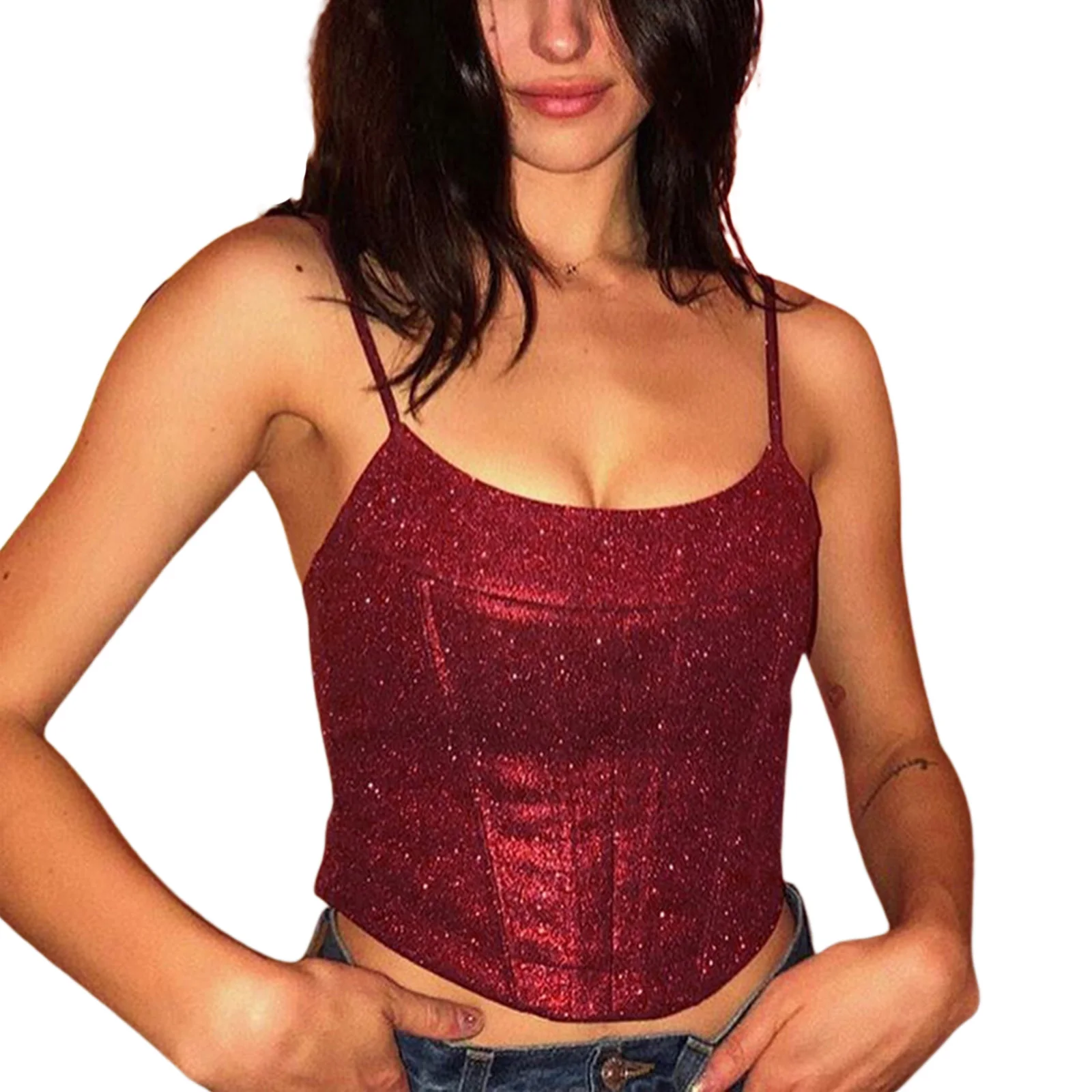 Камисоль Женская Повседневная однотонная с вырезом лодочкой без рукавов